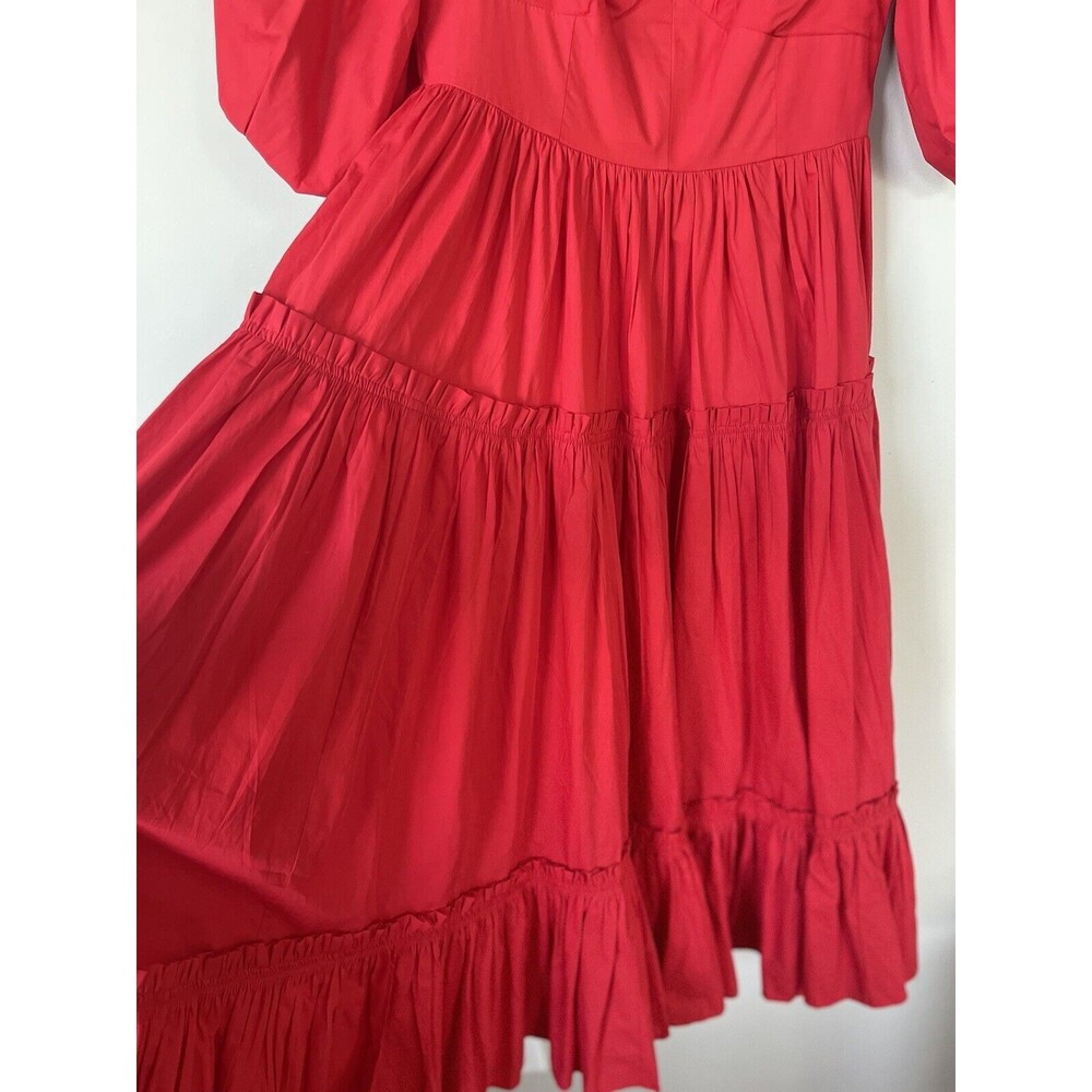 Anthropologie ATSU Dress Women 6 Red Off-The-Shoulder Preppy Poplin Sundress NWT - Picture 8 of 16